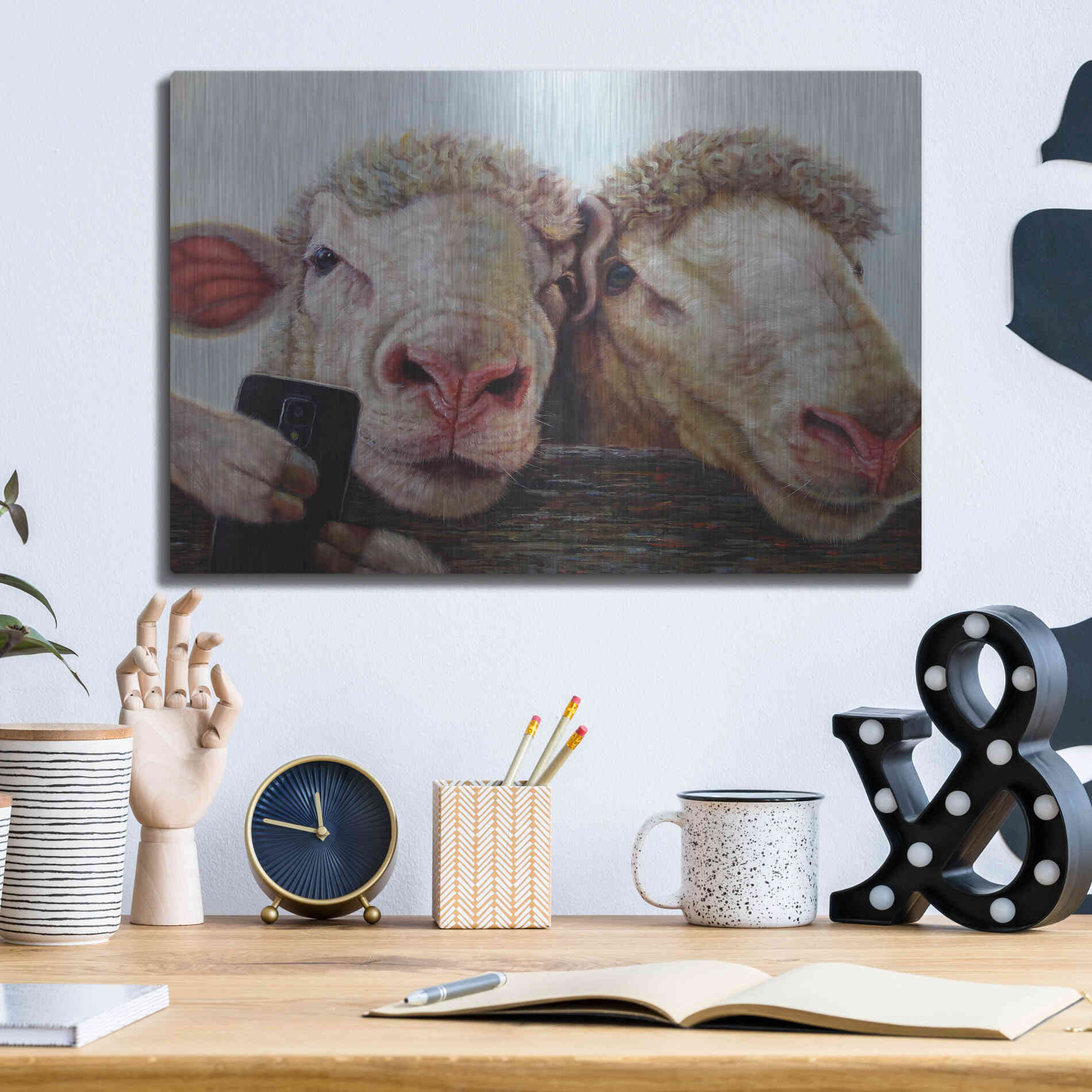 Luxe Metal Art 'Selfie' by Lucia Heffernan, Metal Wall Art,16x12