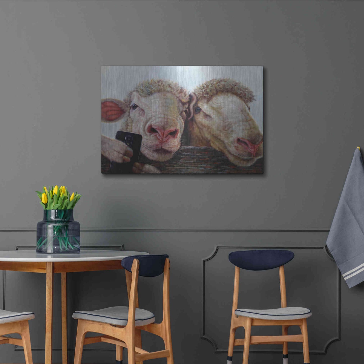 Luxe Metal Art 'Selfie' by Lucia Heffernan, Metal Wall Art,36x24