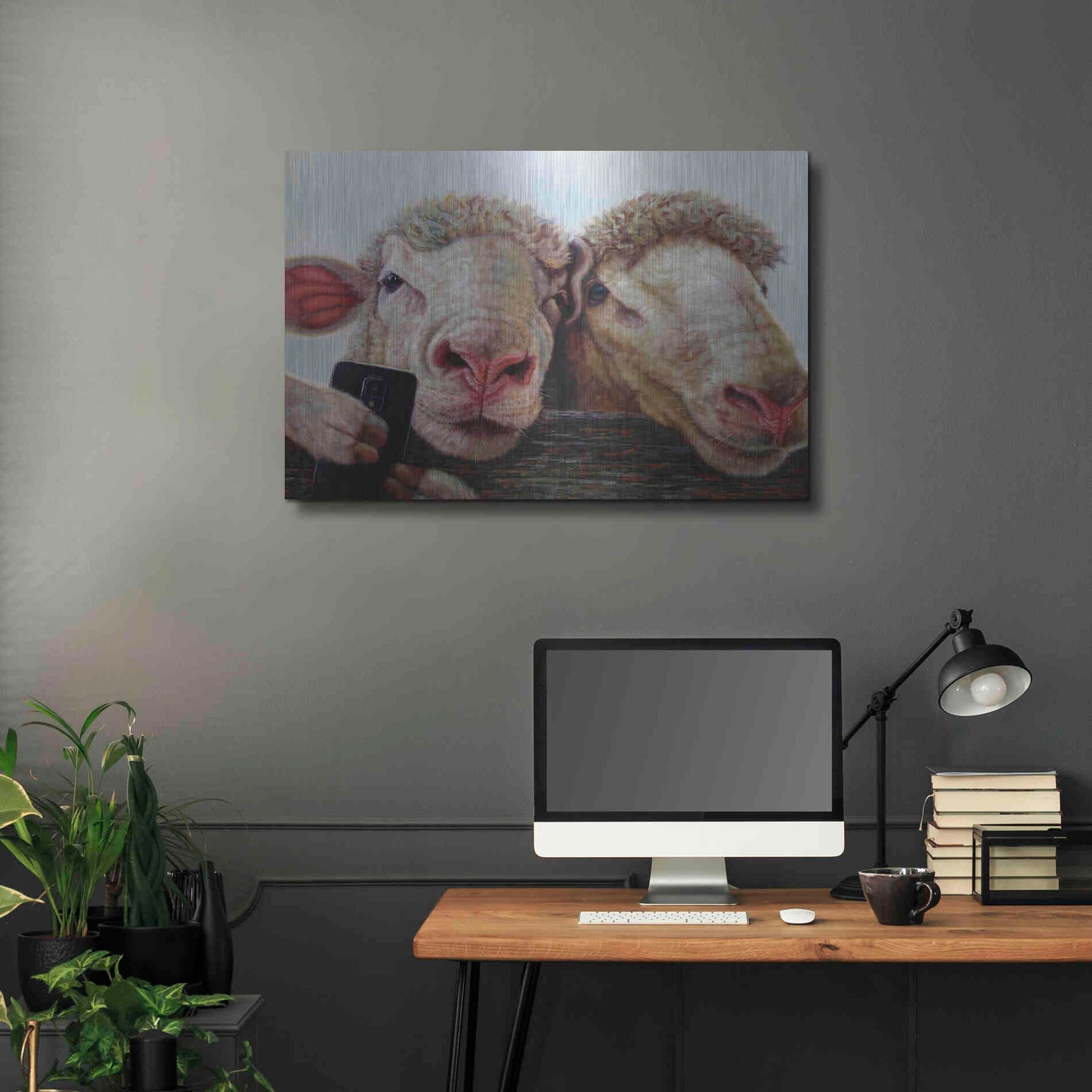 Luxe Metal Art 'Selfie' by Lucia Heffernan, Metal Wall Art,36x24