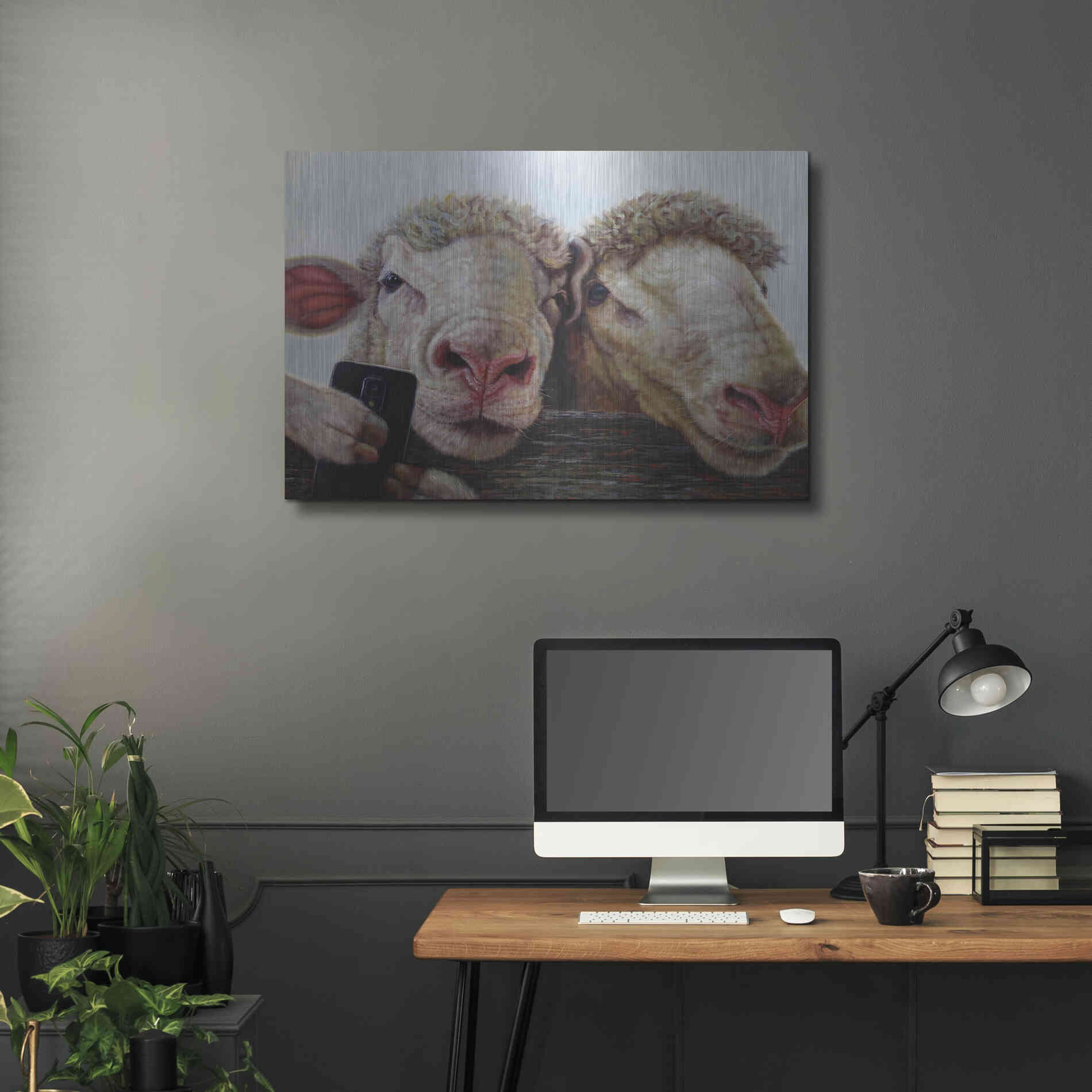 Luxe Metal Art 'Selfie' by Lucia Heffernan, Metal Wall Art,36x24