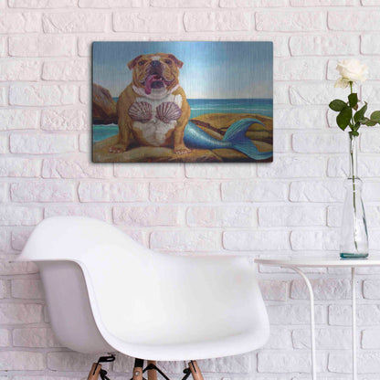 Luxe Metal Art 'Mermaid Dog' by Lucia Heffernan, Metal Wall Art,24x16