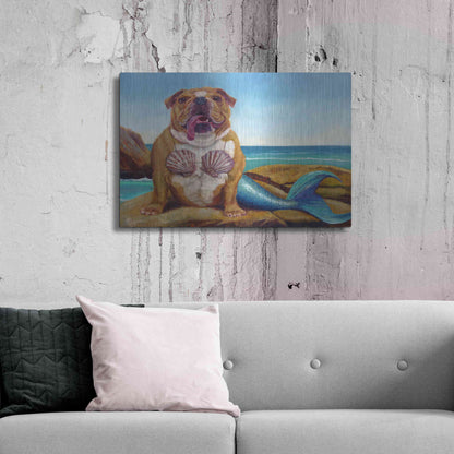 Luxe Metal Art 'Mermaid Dog' by Lucia Heffernan, Metal Wall Art,36x24