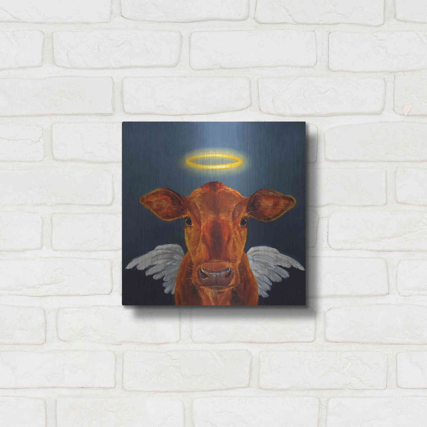 Luxe Metal Art 'Holy Cow' by Lucia Heffernan, Metal Wall Art,12x12