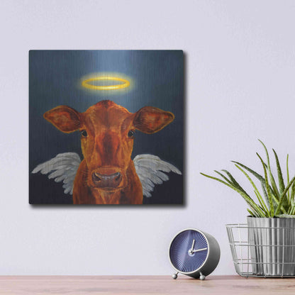 Luxe Metal Art 'Holy Cow' by Lucia Heffernan, Metal Wall Art,12x12