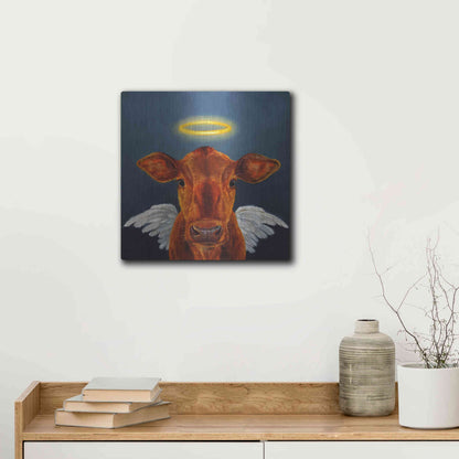 Luxe Metal Art 'Holy Cow' by Lucia Heffernan, Metal Wall Art,12x12