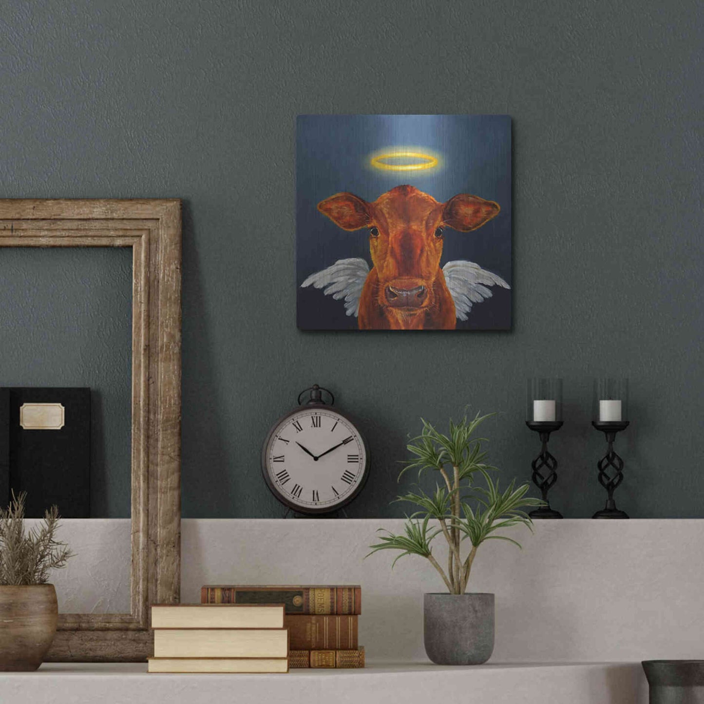Luxe Metal Art 'Holy Cow' by Lucia Heffernan, Metal Wall Art,12x12