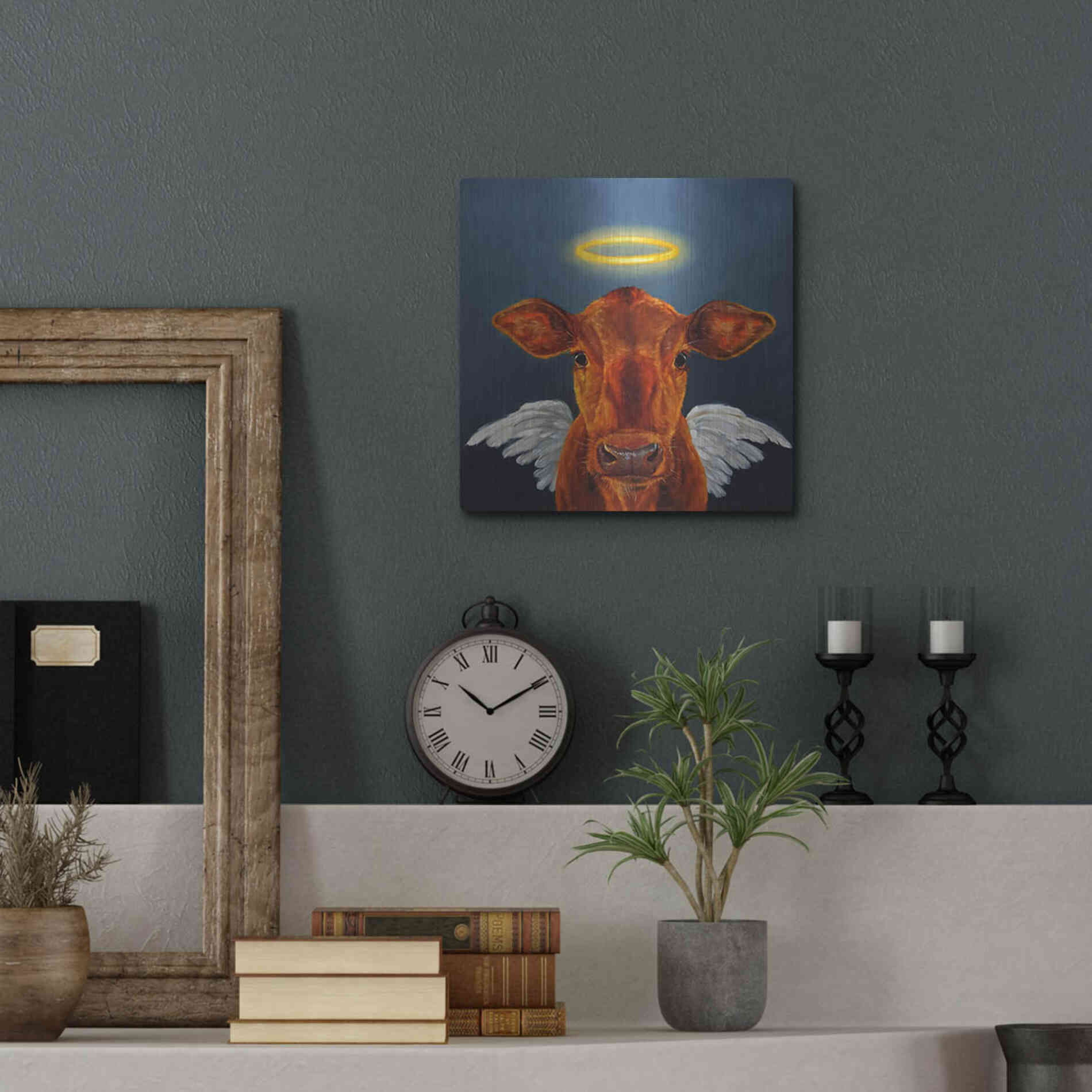 Luxe Metal Art 'Holy Cow' by Lucia Heffernan, Metal Wall Art,12x12
