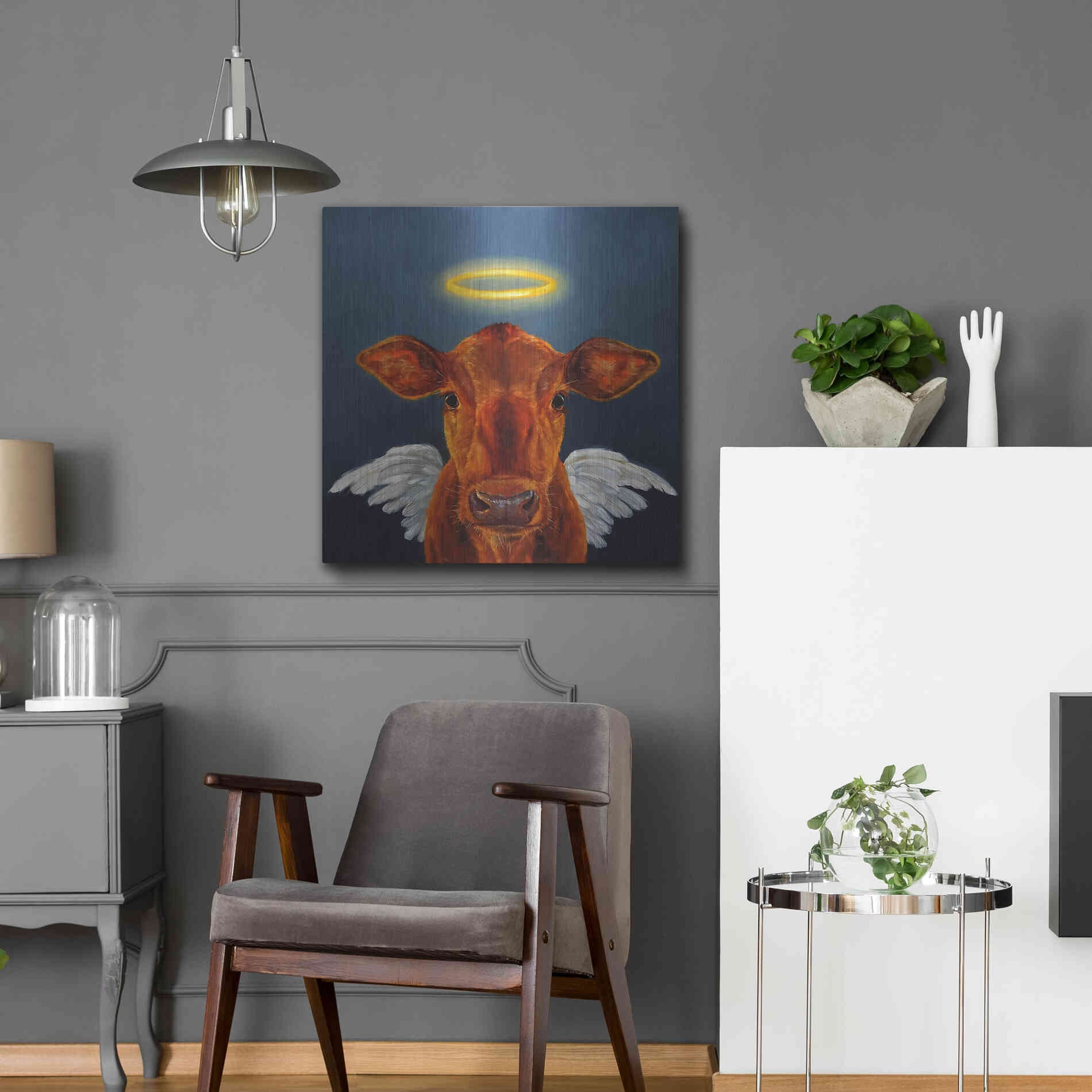 Luxe Metal Art 'Holy Cow' by Lucia Heffernan, Metal Wall Art,24x24
