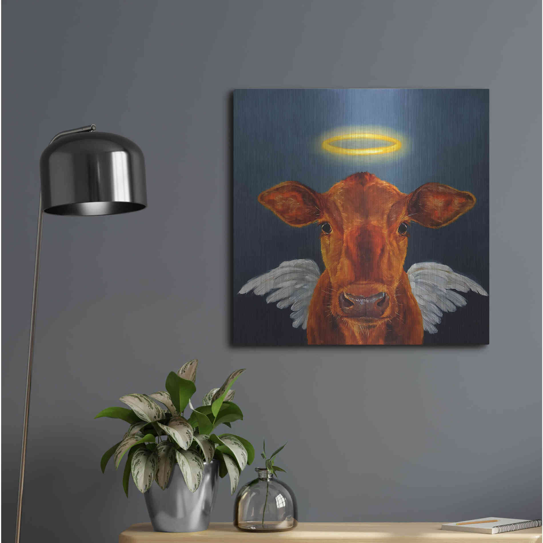 Luxe Metal Art 'Holy Cow' by Lucia Heffernan, Metal Wall Art,24x24