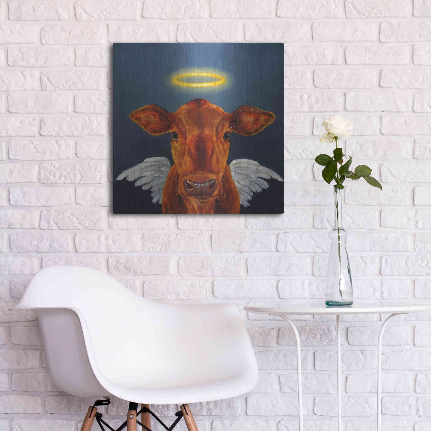 Luxe Metal Art 'Holy Cow' by Lucia Heffernan, Metal Wall Art,24x24
