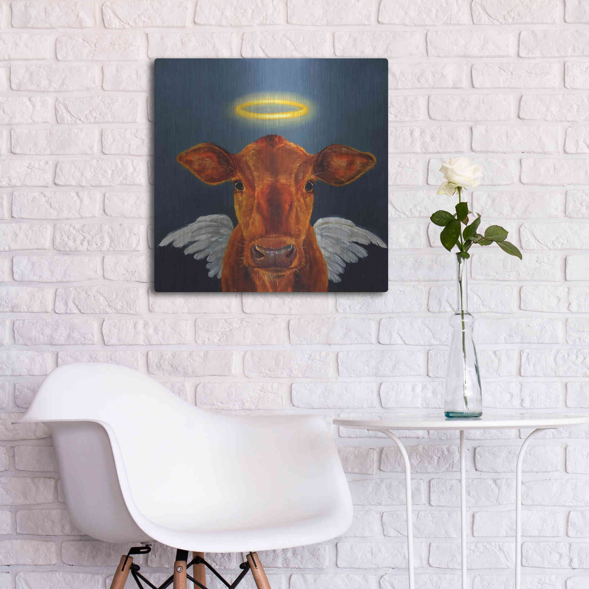 Luxe Metal Art 'Holy Cow' by Lucia Heffernan, Metal Wall Art,24x24