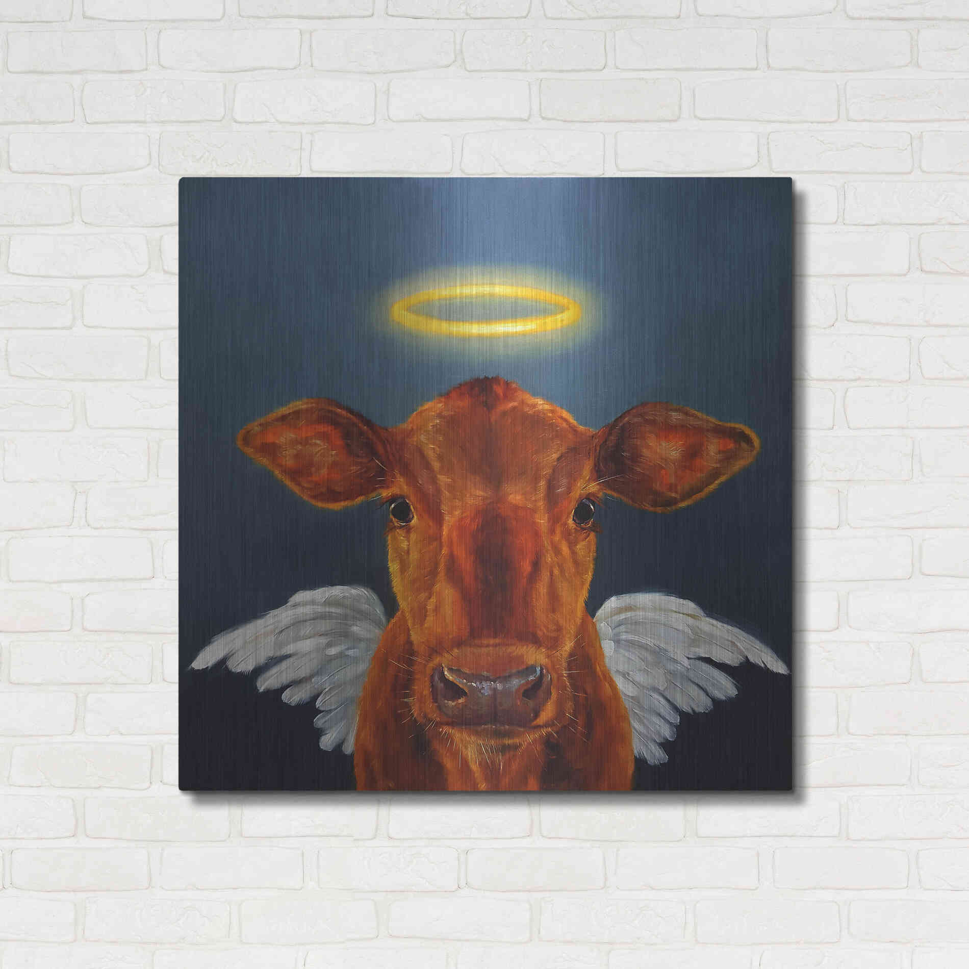 Luxe Metal Art 'Holy Cow' by Lucia Heffernan, Metal Wall Art,36x36