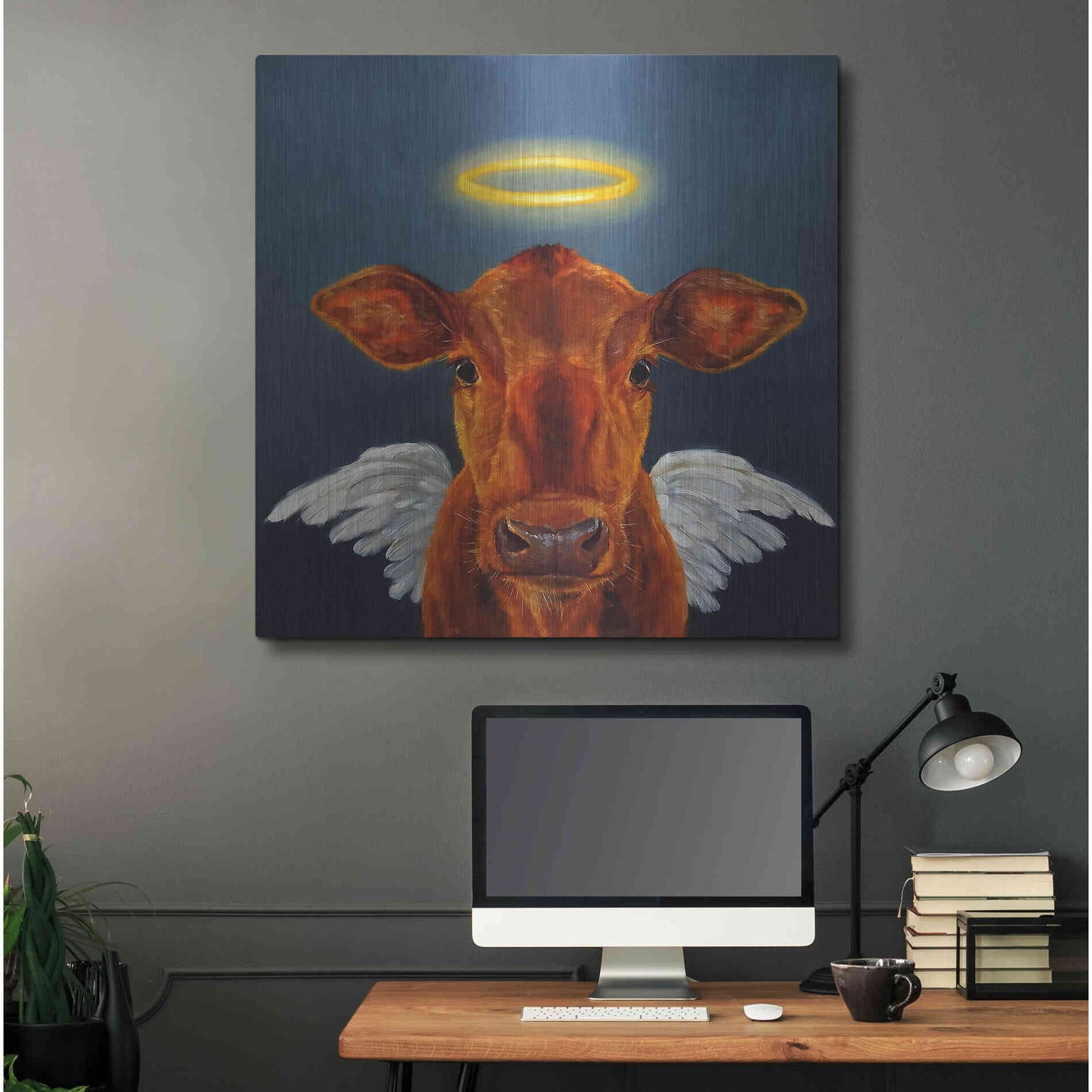 Luxe Metal Art 'Holy Cow' by Lucia Heffernan, Metal Wall Art,36x36