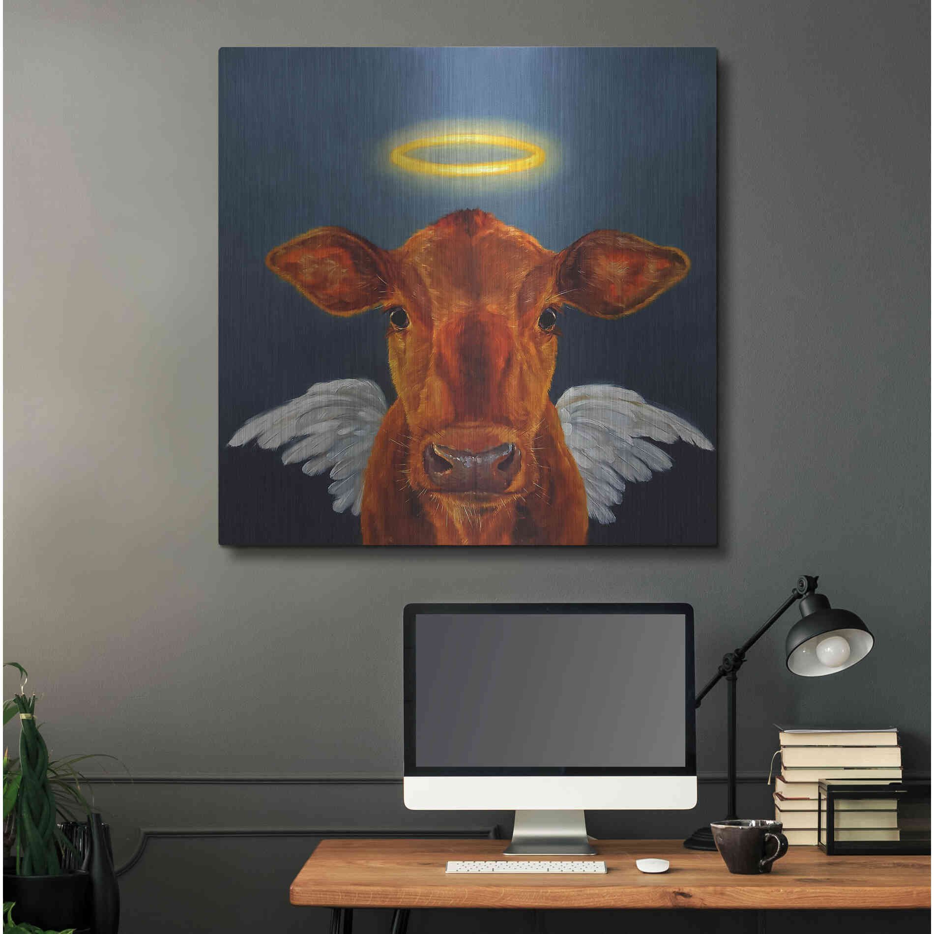 Luxe Metal Art 'Holy Cow' by Lucia Heffernan, Metal Wall Art,36x36