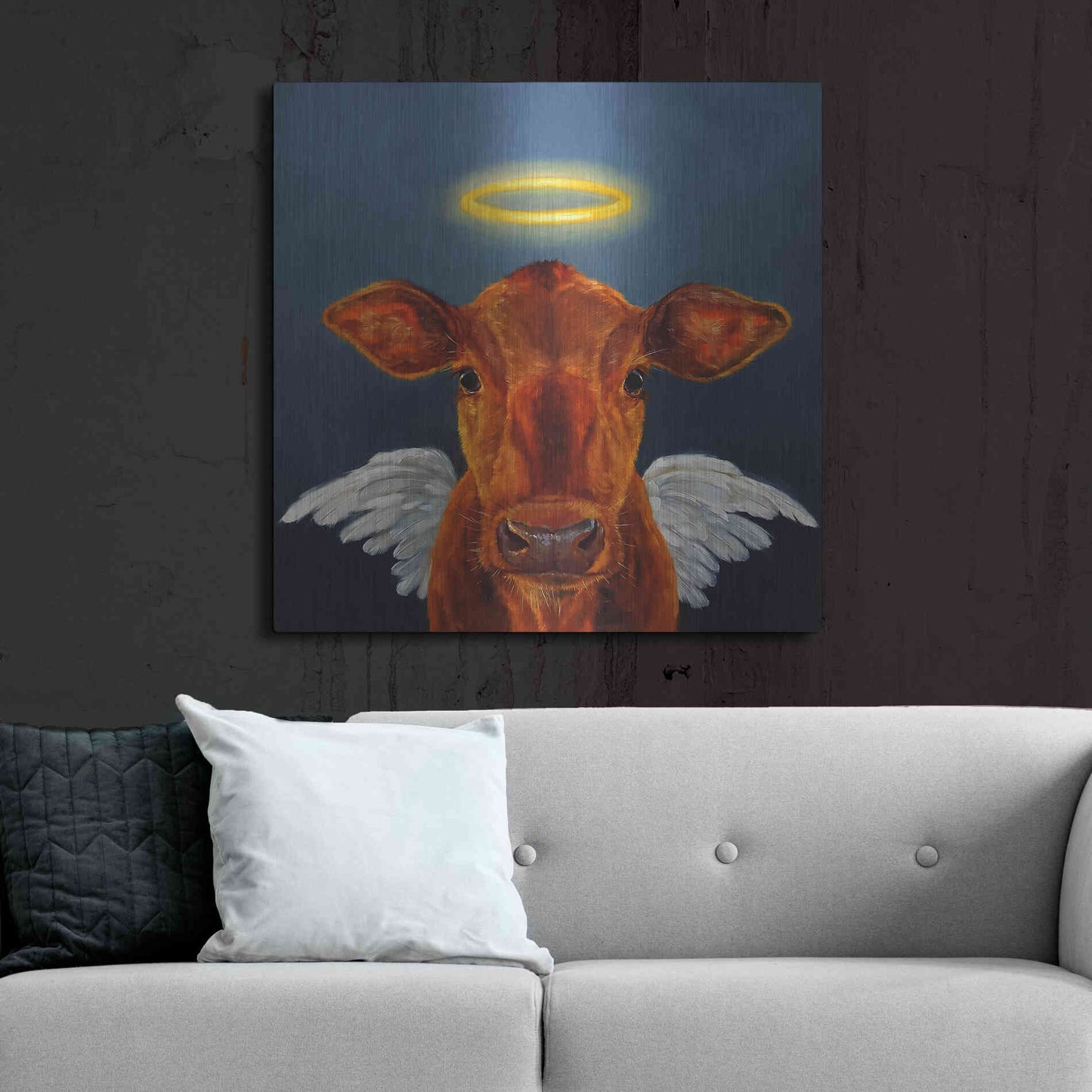 Luxe Metal Art 'Holy Cow' by Lucia Heffernan, Metal Wall Art,36x36