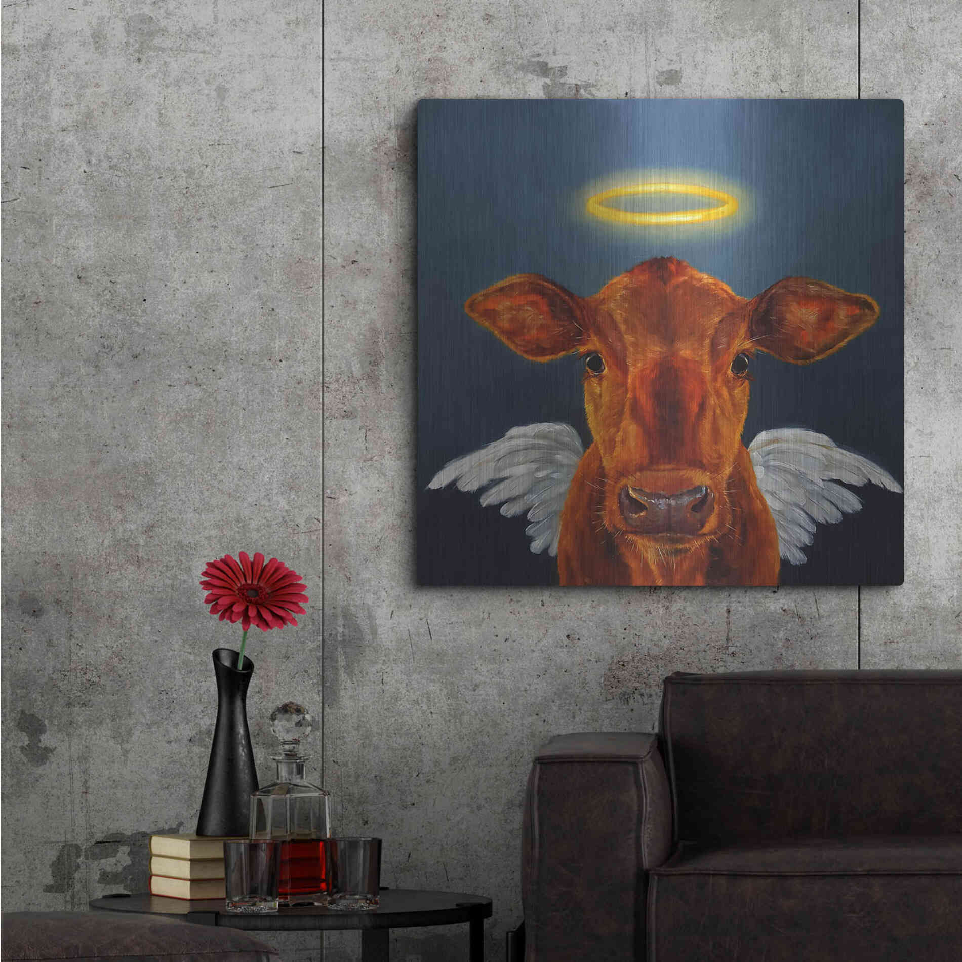 Luxe Metal Art 'Holy Cow' by Lucia Heffernan, Metal Wall Art,36x36