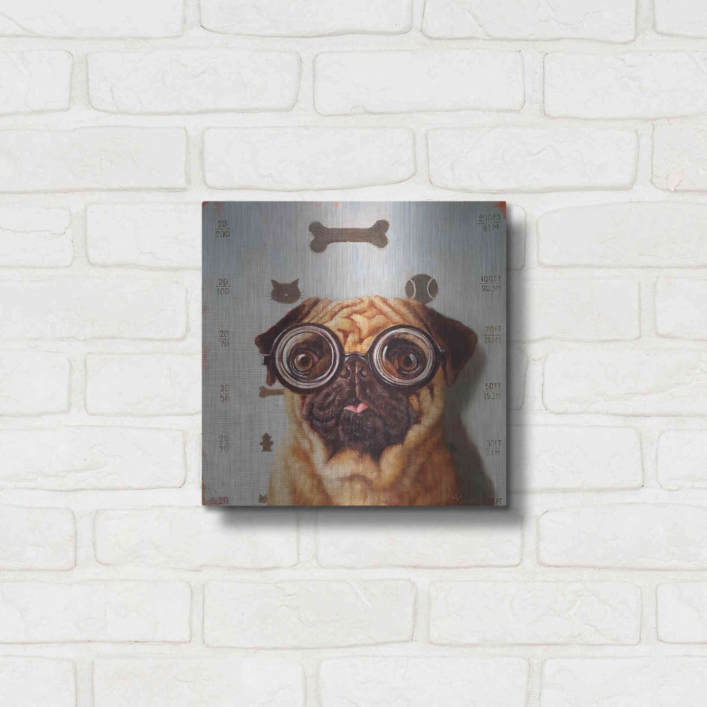 Luxe Metal Art 'Canine Eye Exam' by Lucia Heffernan, Metal Wall Art,12x12