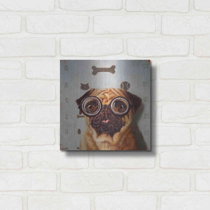 Luxe Metal Art 'Canine Eye Exam' by Lucia Heffernan, Metal Wall Art,12x12