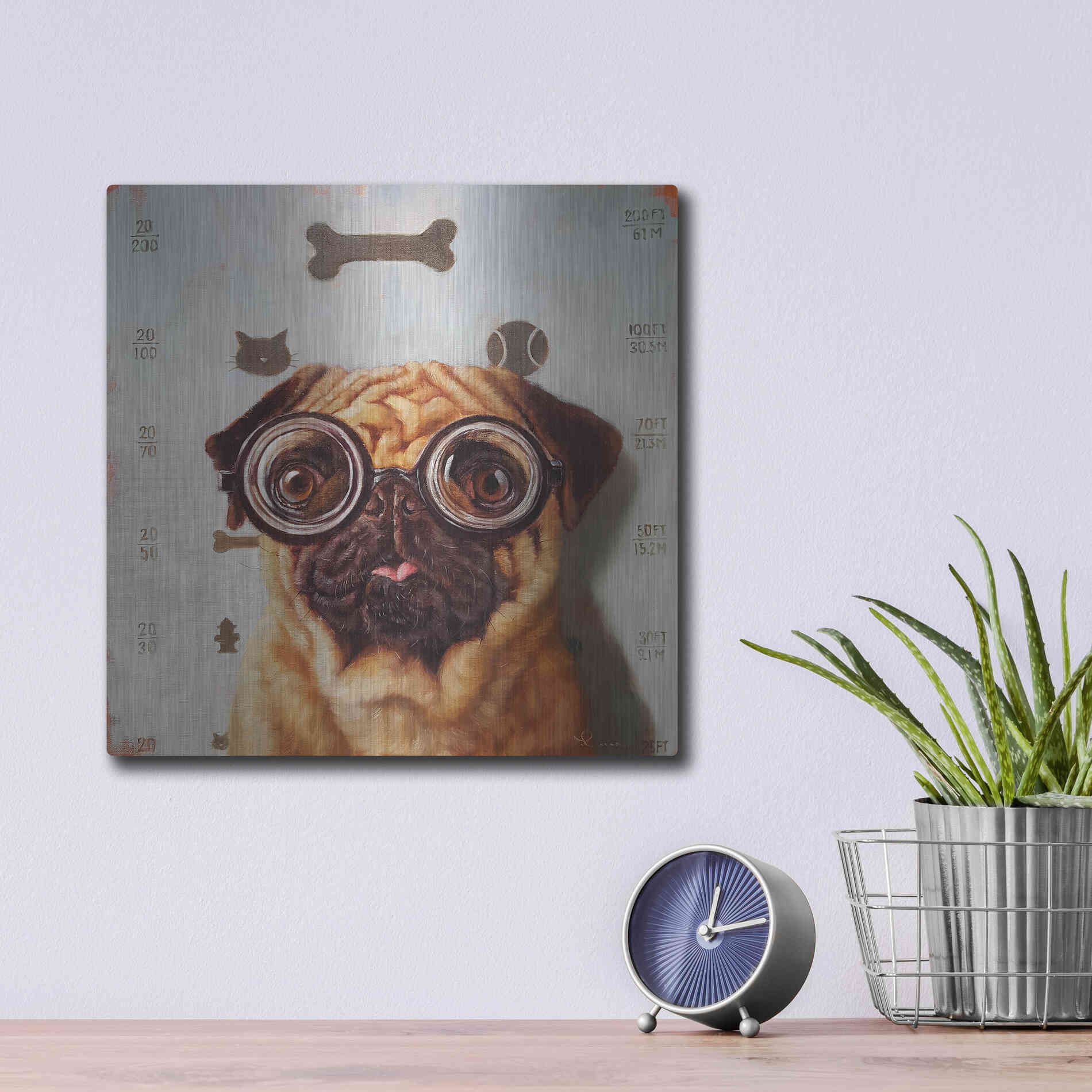 Luxe Metal Art 'Canine Eye Exam' by Lucia Heffernan, Metal Wall Art,12x12