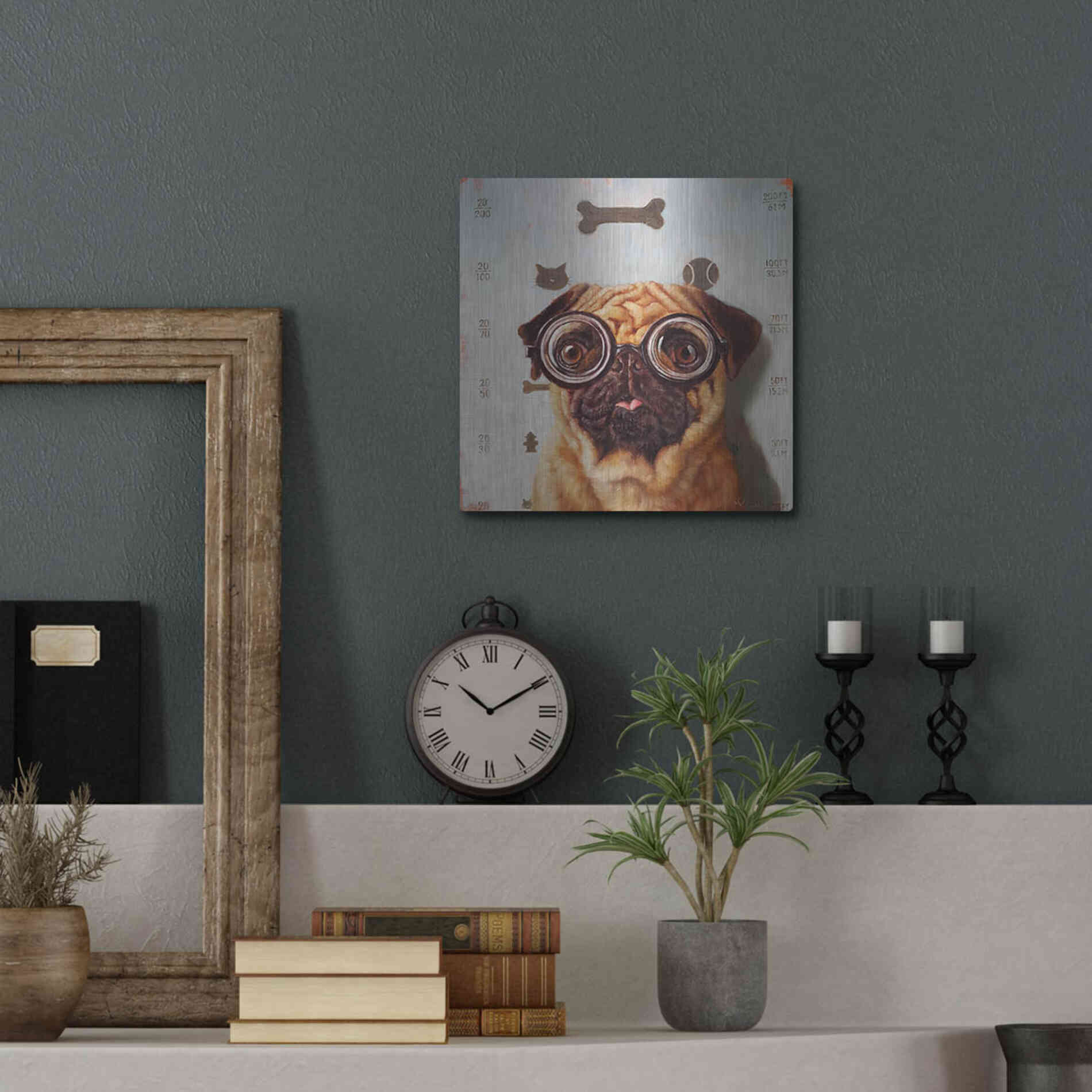 Luxe Metal Art 'Canine Eye Exam' by Lucia Heffernan, Metal Wall Art,12x12