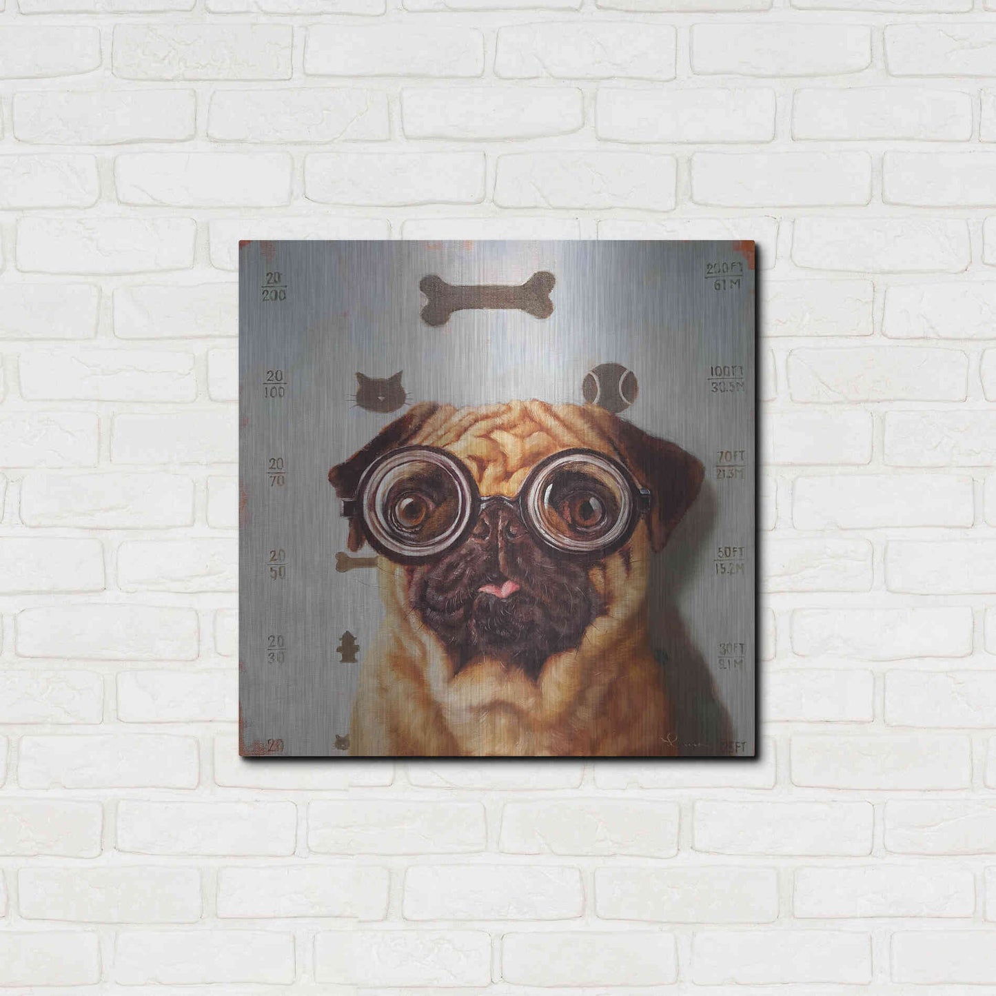 Luxe Metal Art 'Canine Eye Exam' by Lucia Heffernan, Metal Wall Art,24x24
