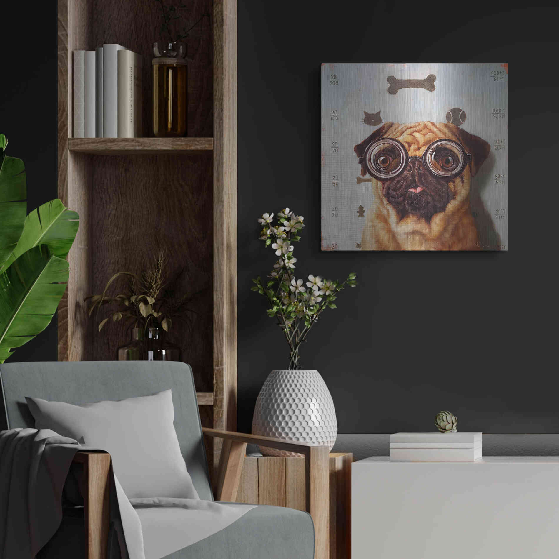 Luxe Metal Art 'Canine Eye Exam' by Lucia Heffernan, Metal Wall Art,24x24