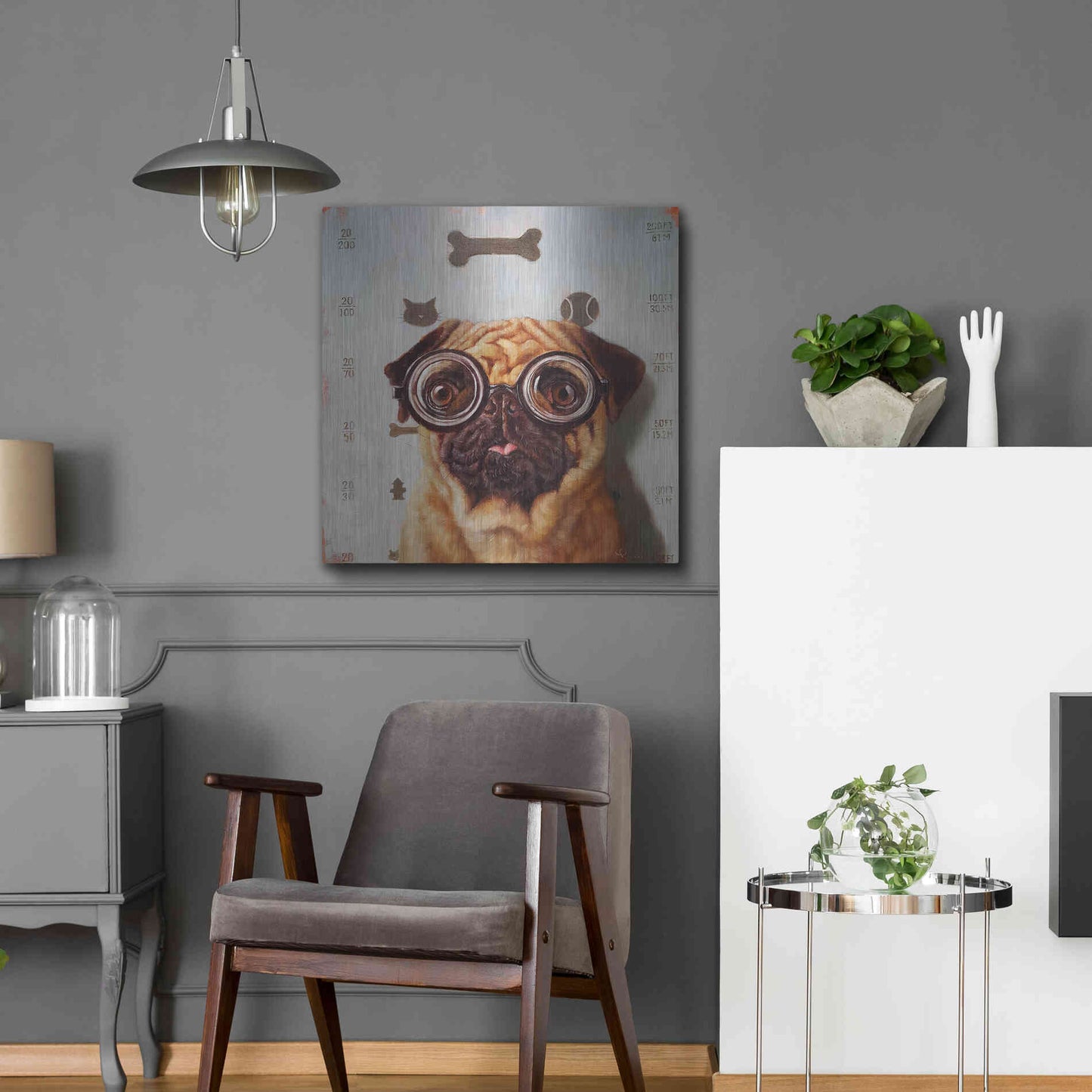 Luxe Metal Art 'Canine Eye Exam' by Lucia Heffernan, Metal Wall Art,24x24