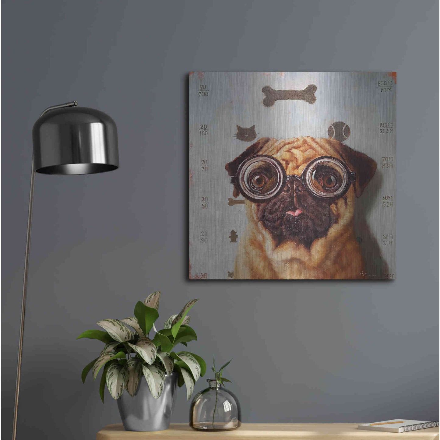 Luxe Metal Art 'Canine Eye Exam' by Lucia Heffernan, Metal Wall Art,24x24