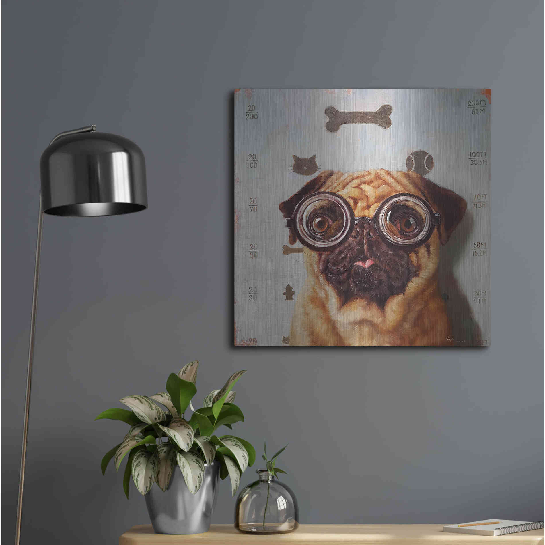 Luxe Metal Art 'Canine Eye Exam' by Lucia Heffernan, Metal Wall Art,24x24