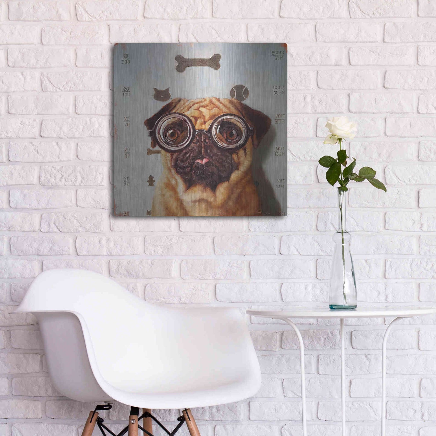 Luxe Metal Art 'Canine Eye Exam' by Lucia Heffernan, Metal Wall Art,24x24