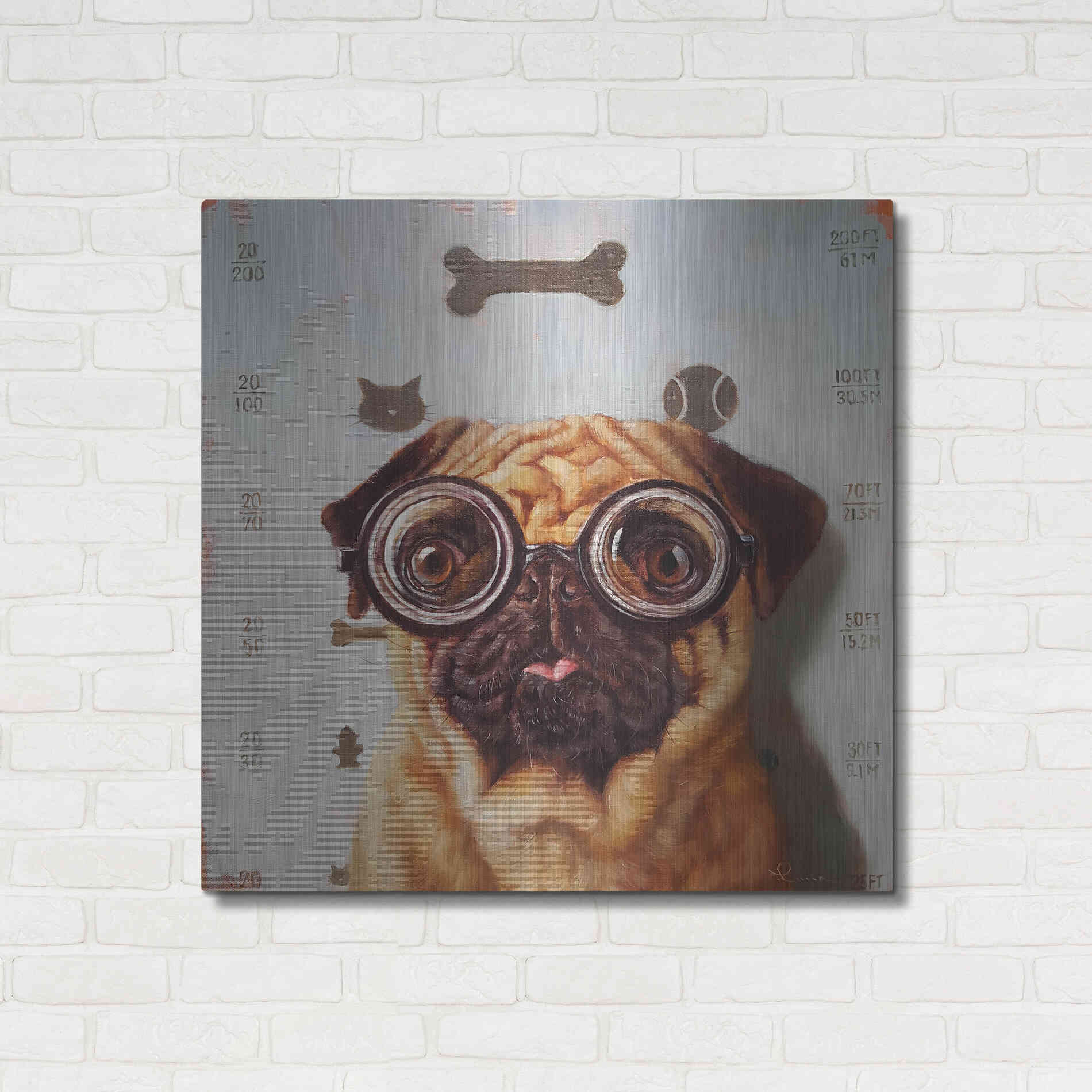 Luxe Metal Art 'Canine Eye Exam' by Lucia Heffernan, Metal Wall Art,36x36