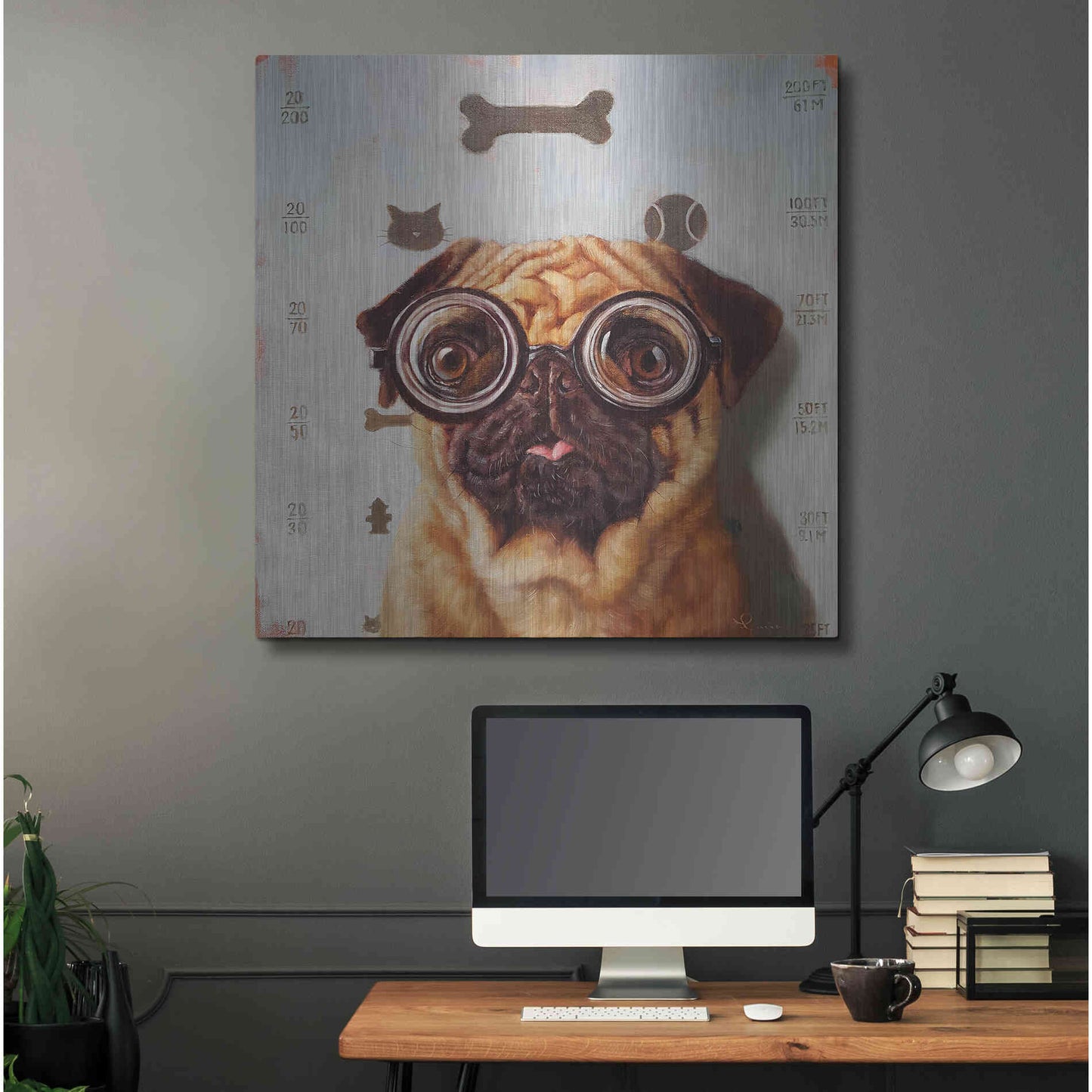 Luxe Metal Art 'Canine Eye Exam' by Lucia Heffernan, Metal Wall Art,36x36
