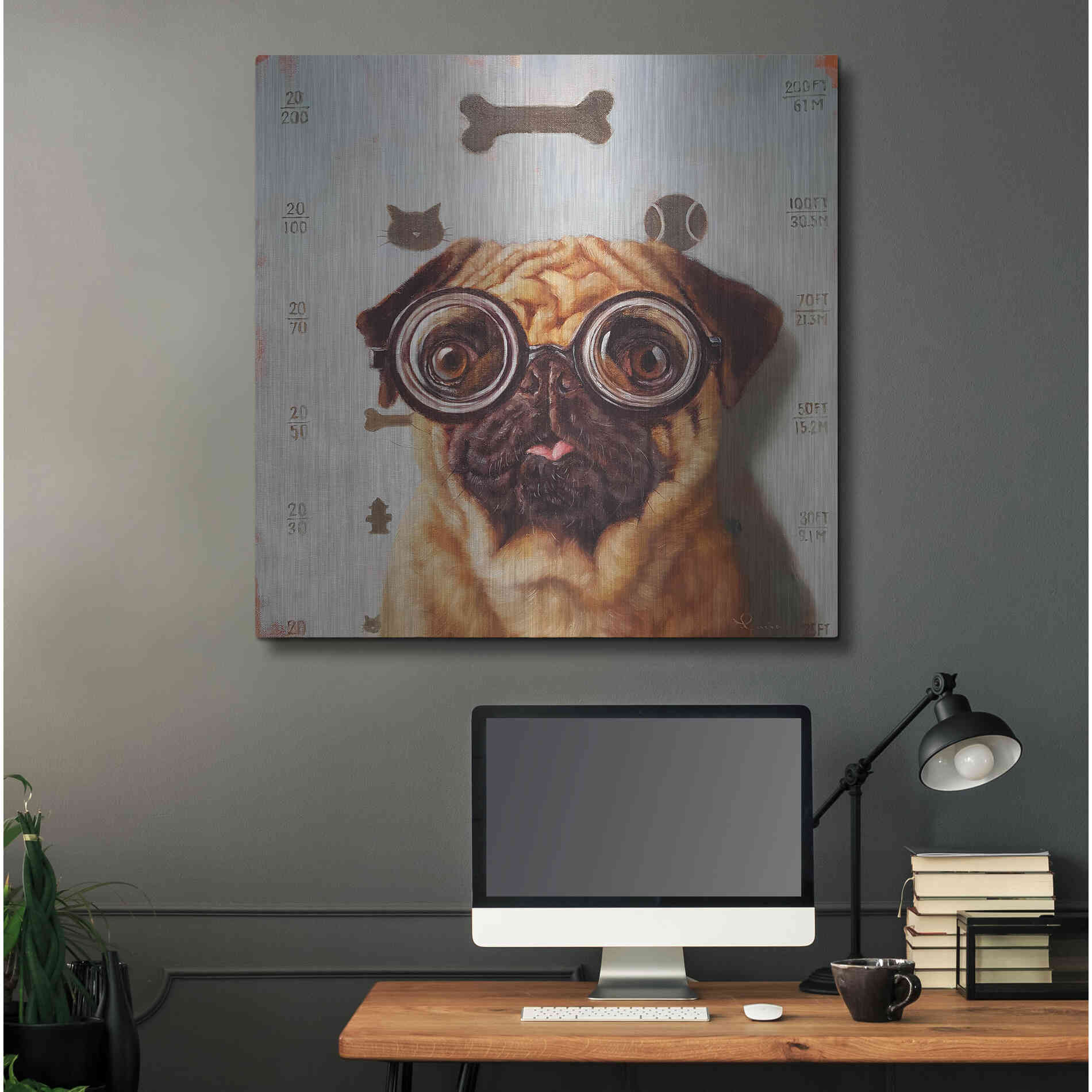 Luxe Metal Art 'Canine Eye Exam' by Lucia Heffernan, Metal Wall Art,36x36