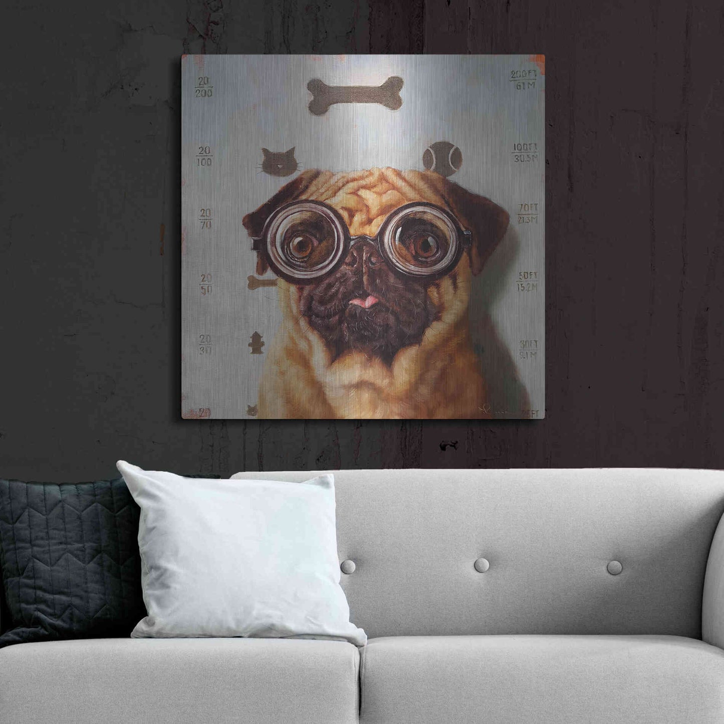 Luxe Metal Art 'Canine Eye Exam' by Lucia Heffernan, Metal Wall Art,36x36