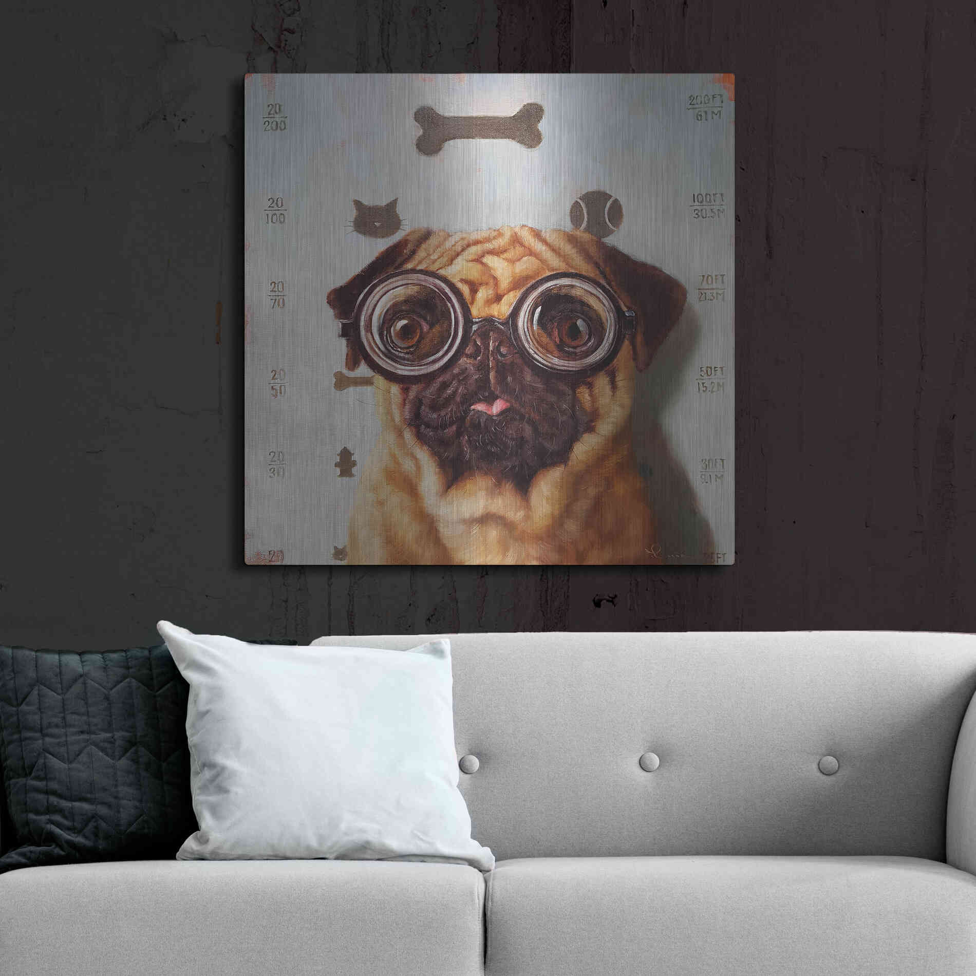 Luxe Metal Art 'Canine Eye Exam' by Lucia Heffernan, Metal Wall Art,36x36