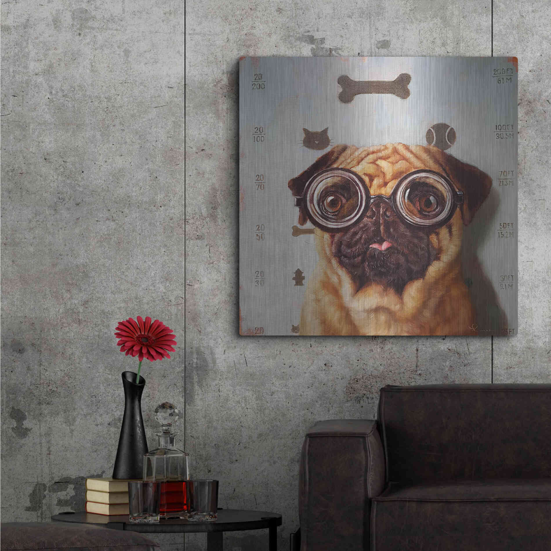Luxe Metal Art 'Canine Eye Exam' by Lucia Heffernan, Metal Wall Art,36x36