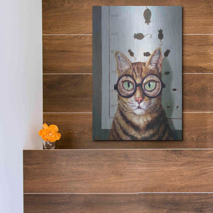 Luxe Metal Art 'Feline Eye Exam' by Lucia Heffernan, Metal Wall Art,12x16