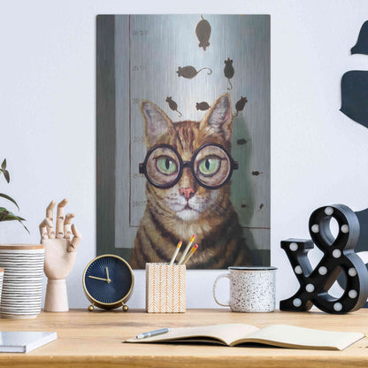 Luxe Metal Art 'Feline Eye Exam' by Lucia Heffernan, Metal Wall Art,12x16