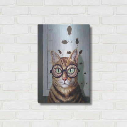 Luxe Metal Art 'Feline Eye Exam' by Lucia Heffernan, Metal Wall Art,16x24