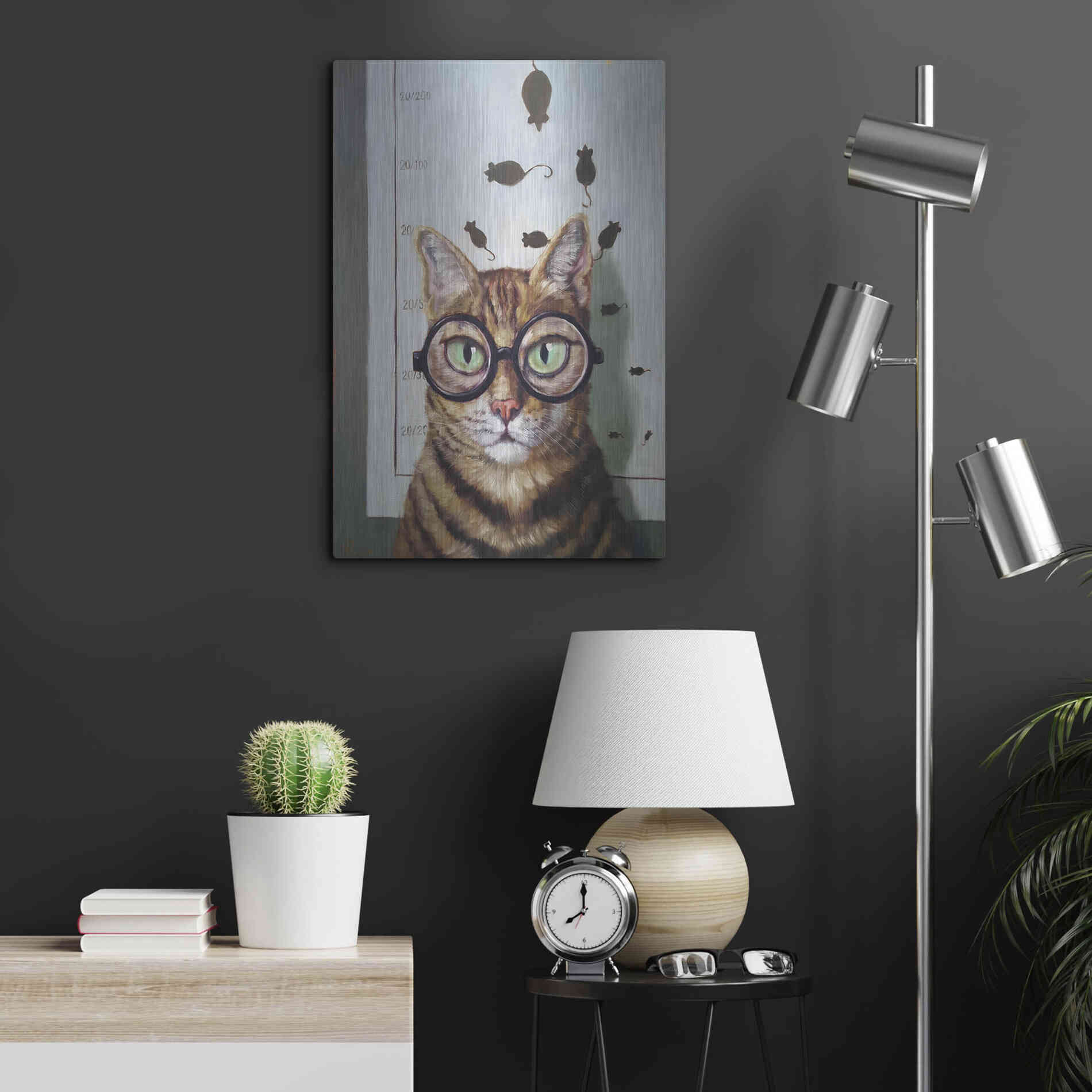 Luxe Metal Art 'Feline Eye Exam' by Lucia Heffernan, Metal Wall Art,16x24