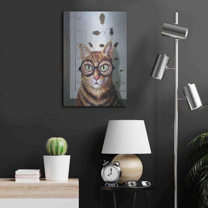 Luxe Metal Art 'Feline Eye Exam' by Lucia Heffernan, Metal Wall Art,16x24