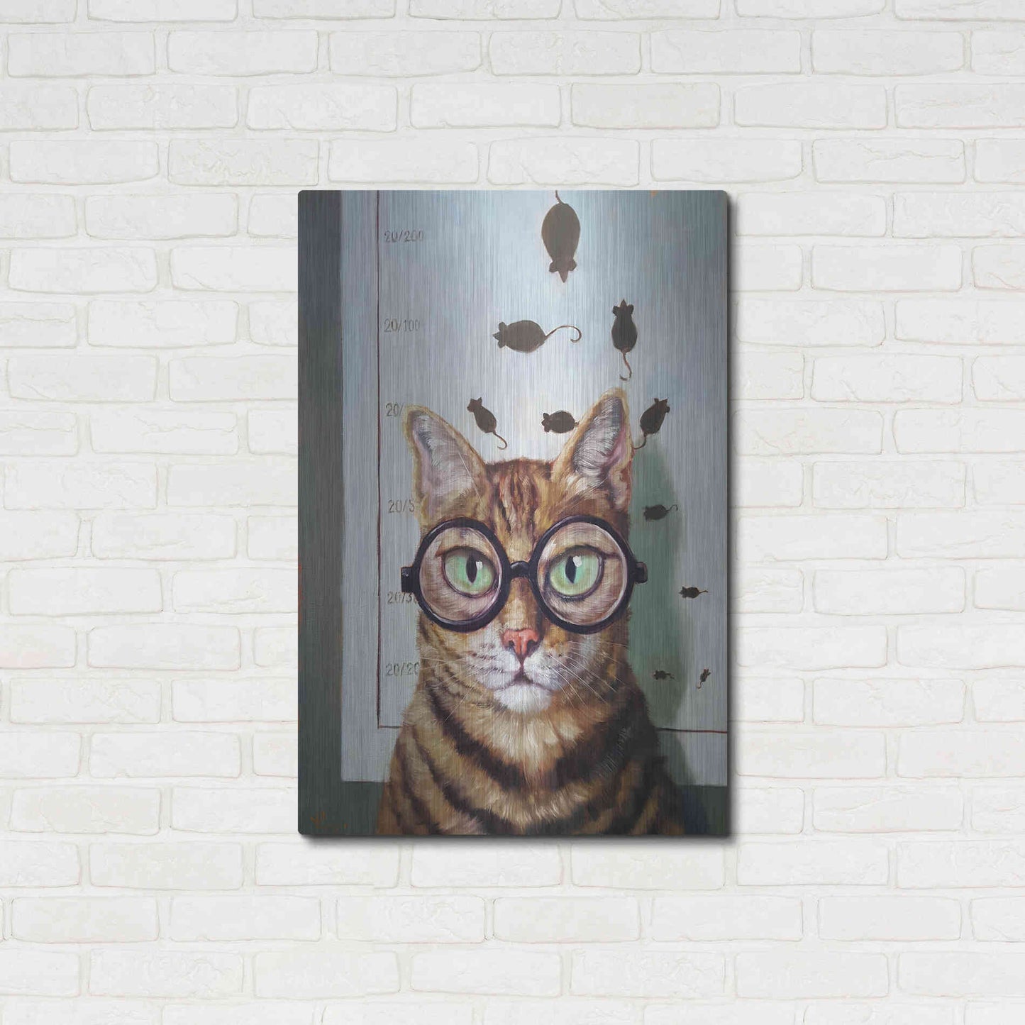 Luxe Metal Art 'Feline Eye Exam' by Lucia Heffernan, Metal Wall Art,24x36