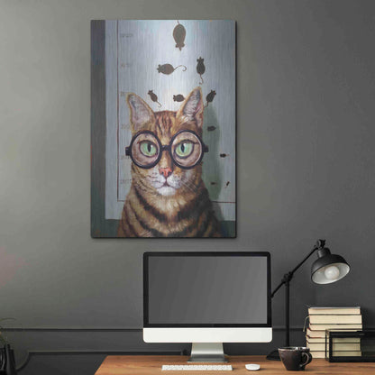 Luxe Metal Art 'Feline Eye Exam' by Lucia Heffernan, Metal Wall Art,24x36