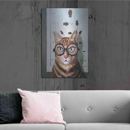 Luxe Metal Art 'Feline Eye Exam' by Lucia Heffernan, Metal Wall Art,24x36