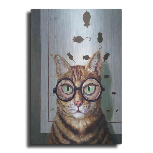 Luxe Metal Art 'Feline Eye Exam' by Lucia Heffernan, Metal Wall Art