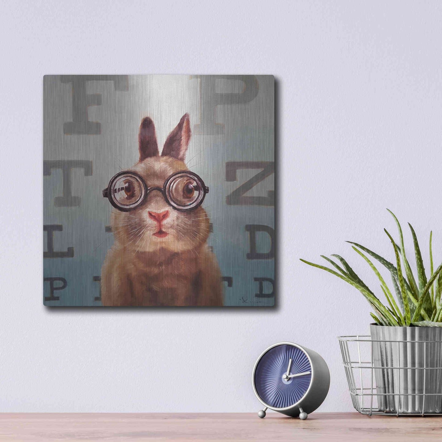 Luxe Metal Art 'Four Eyes' by Lucia Heffernan, Metal Wall Art,12x12