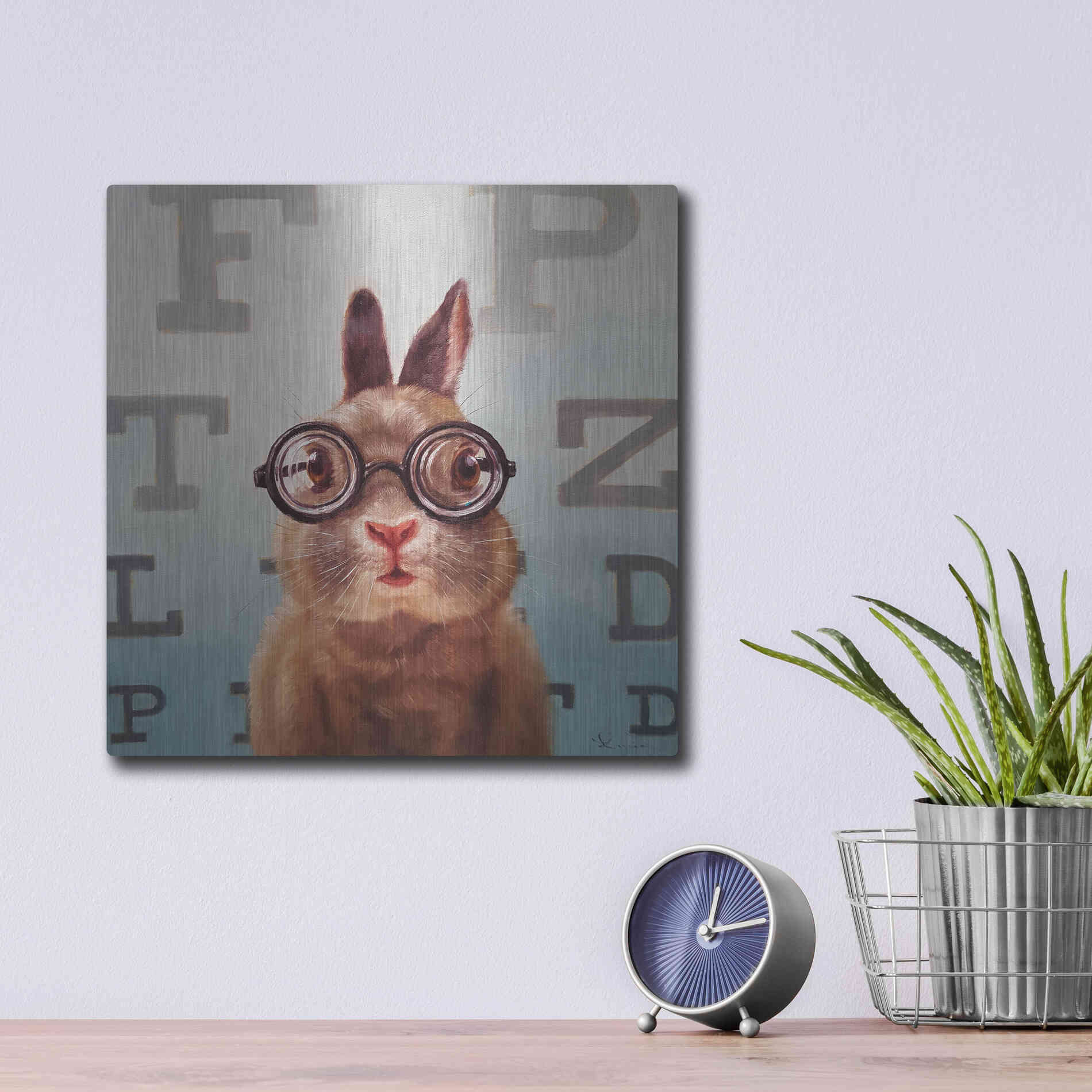 Luxe Metal Art 'Four Eyes' by Lucia Heffernan, Metal Wall Art,12x12