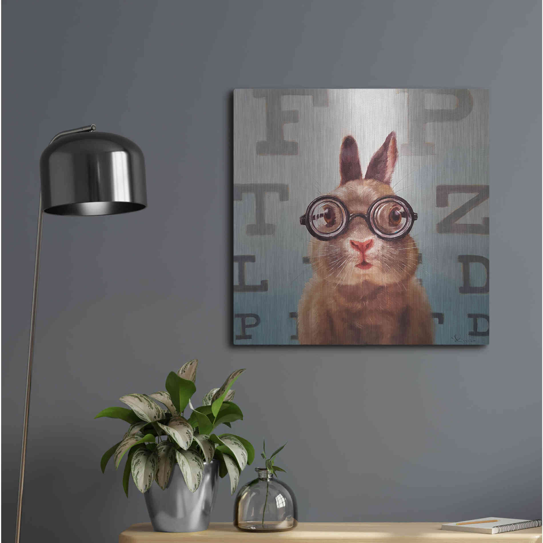 Luxe Metal Art 'Four Eyes' by Lucia Heffernan, Metal Wall Art,24x24