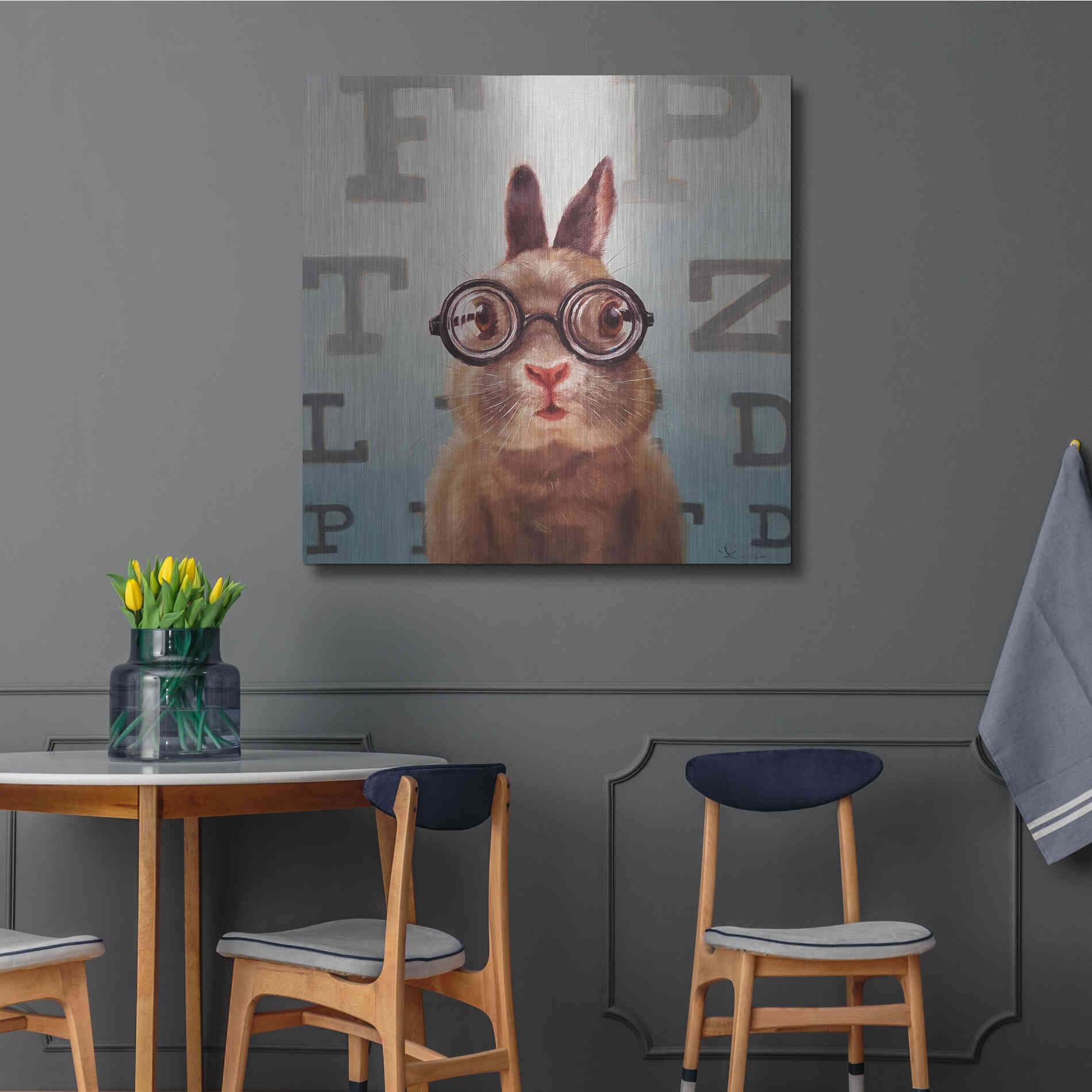 Luxe Metal Art 'Four Eyes' by Lucia Heffernan, Metal Wall Art,36x36