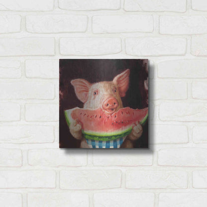 Luxe Metal Art 'Pig Out' by Lucia Heffernan, Metal Wall Art,12x12